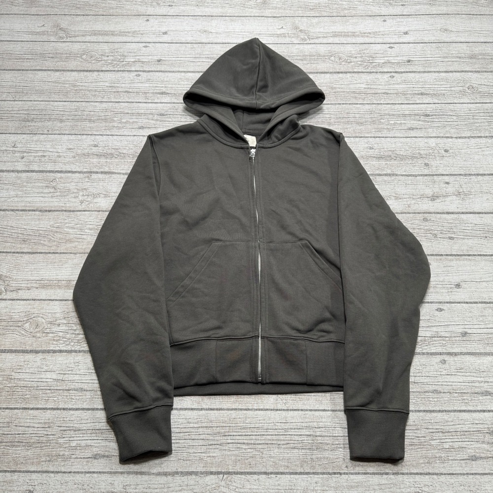 Zara Origins Hoodie Men's Small Gray Full Zip Athletic Sweatshirt Lounger Skater
